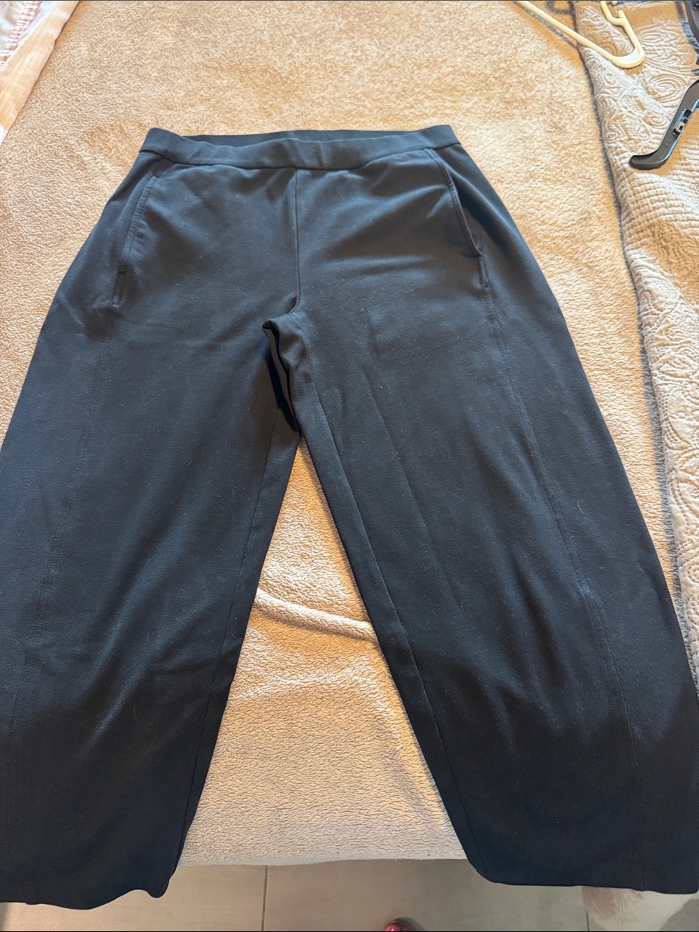Eileen Fisher Black Wide-Leg Ponte Trousers